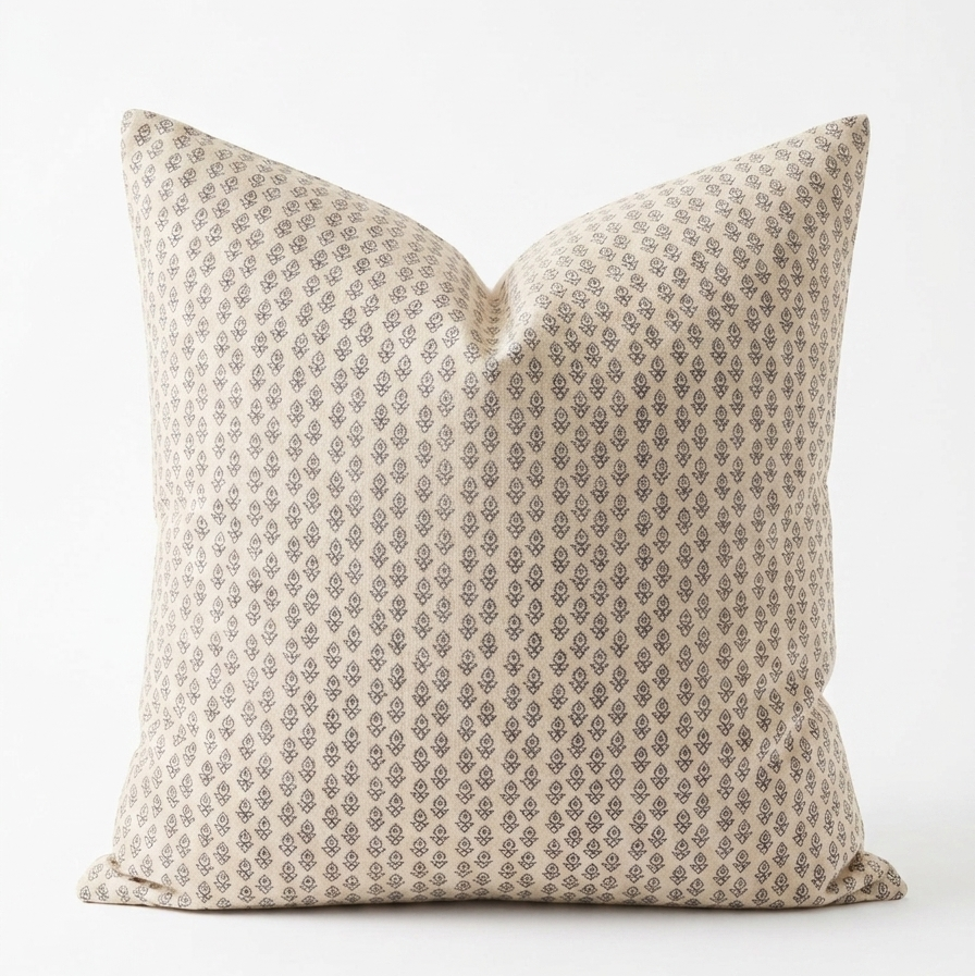 Soft Oat Floral Pillow Cover 18"