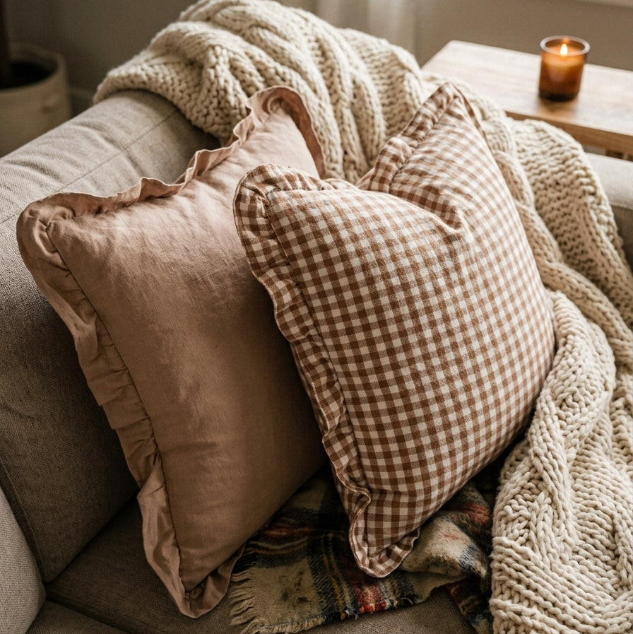 Prairie Gingham Pleat Pillow Cover 20"